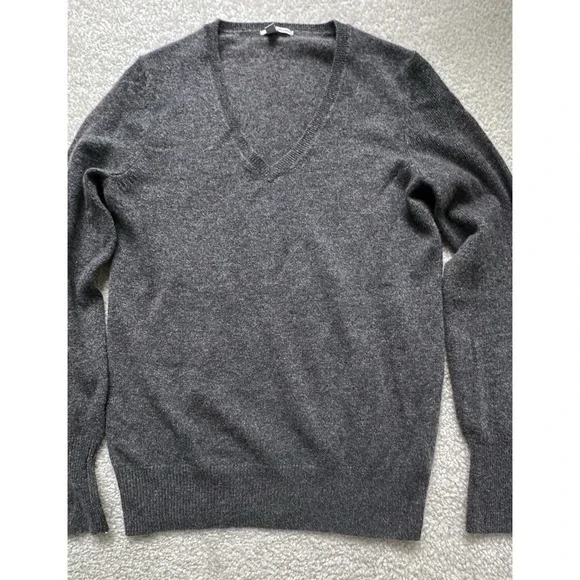 Halogen 100% Cashmere Sweater Women's Small V-Neck Heathered Gray - Picture 4 of 11